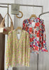 Spring Floral Print Pleated Chiffon Shirts